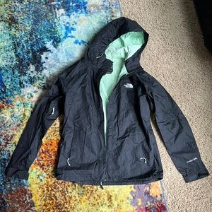Size M black/mint green North Face rain jacket